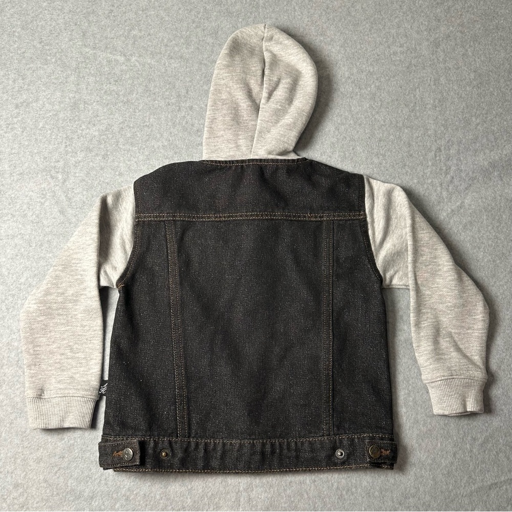 Children's Denim Hoodie Jacket with Gray Sleeves‎ - Picture 4 of 4